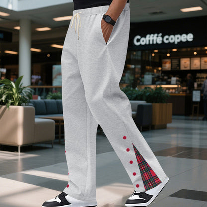 Comfortable casual pants for men with snap buttons on the sides and stylish plaid design Chic and Style