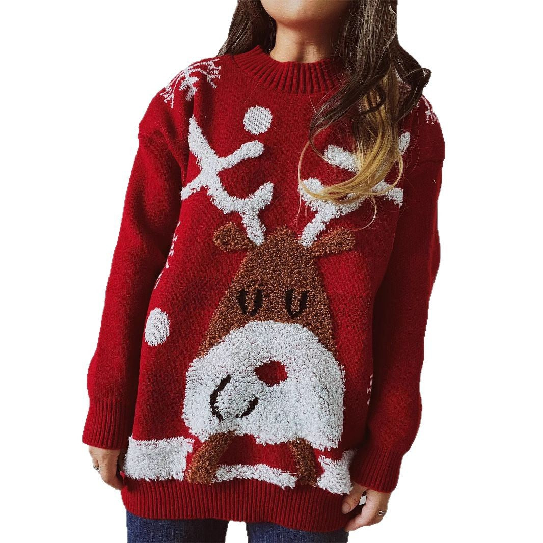 Pull de Noël douillet pour femmes avec un motif de renne amusant Chic und Stil