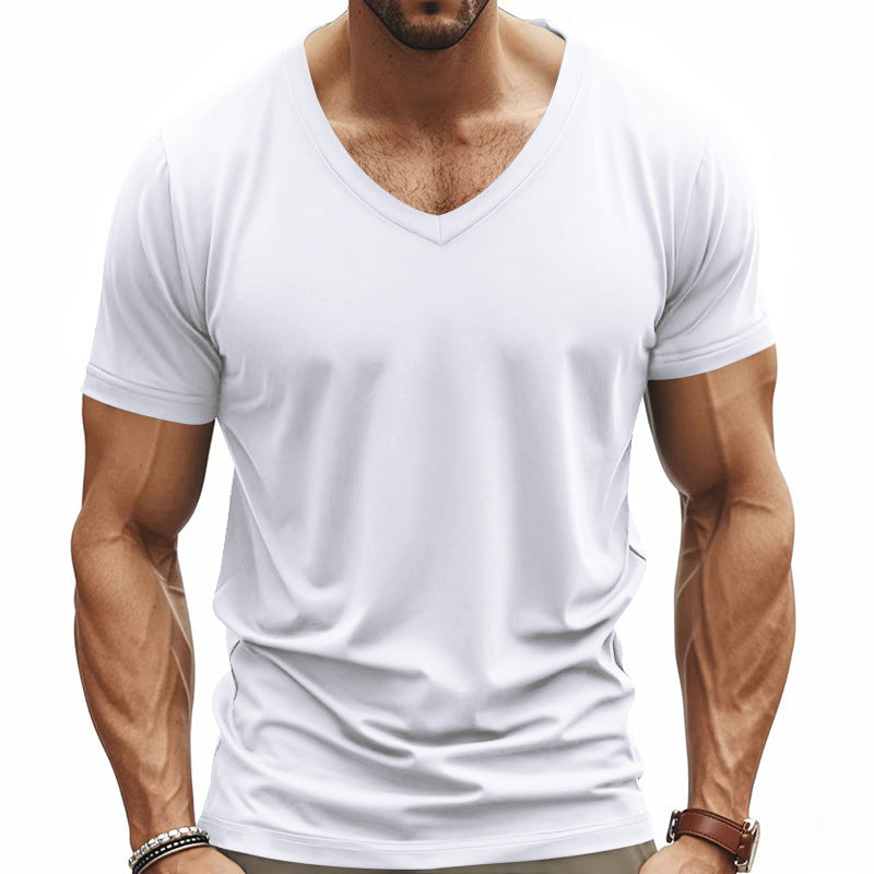 T-shirt pour hommes col en V en matériau fonctionnel respirant Chic und Stil