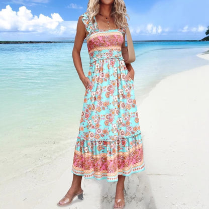 Women's Sleeveless Floral Maxi Dress Chic and Style