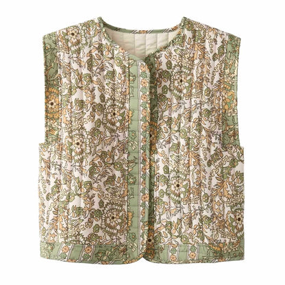 Dames gilet matelassé avec design floral Chic und Stil