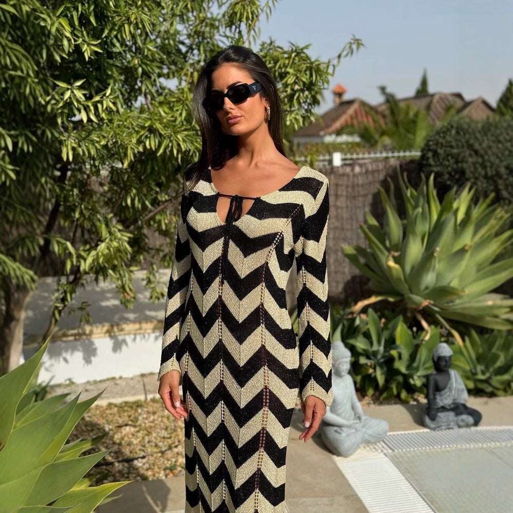 Robe maxi femme avec motif zigzag Chic und Stil