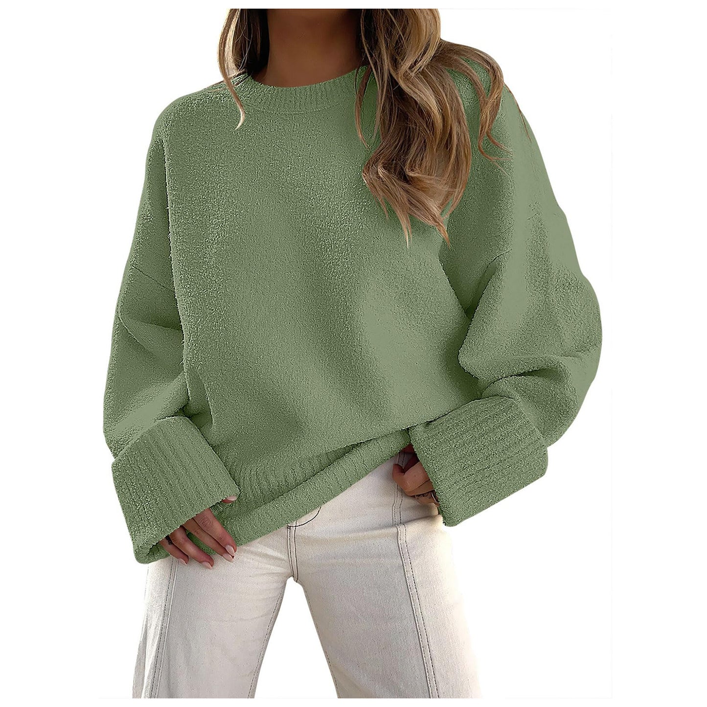 Dames Pull en laine moelleux oversized avec larges bords Chic und Stil