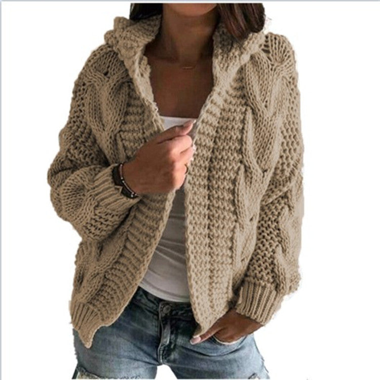 Ladies cozy pullover with hood and embossed pattern Chic and Style