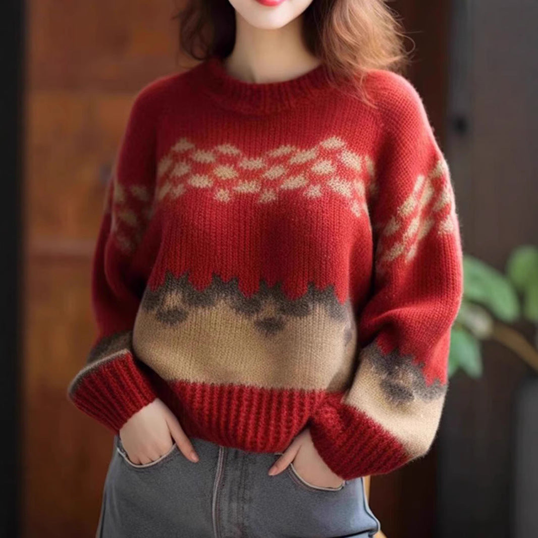 Dames Grand, décontracté pull en tricot avec motif graphique Chic und Stil