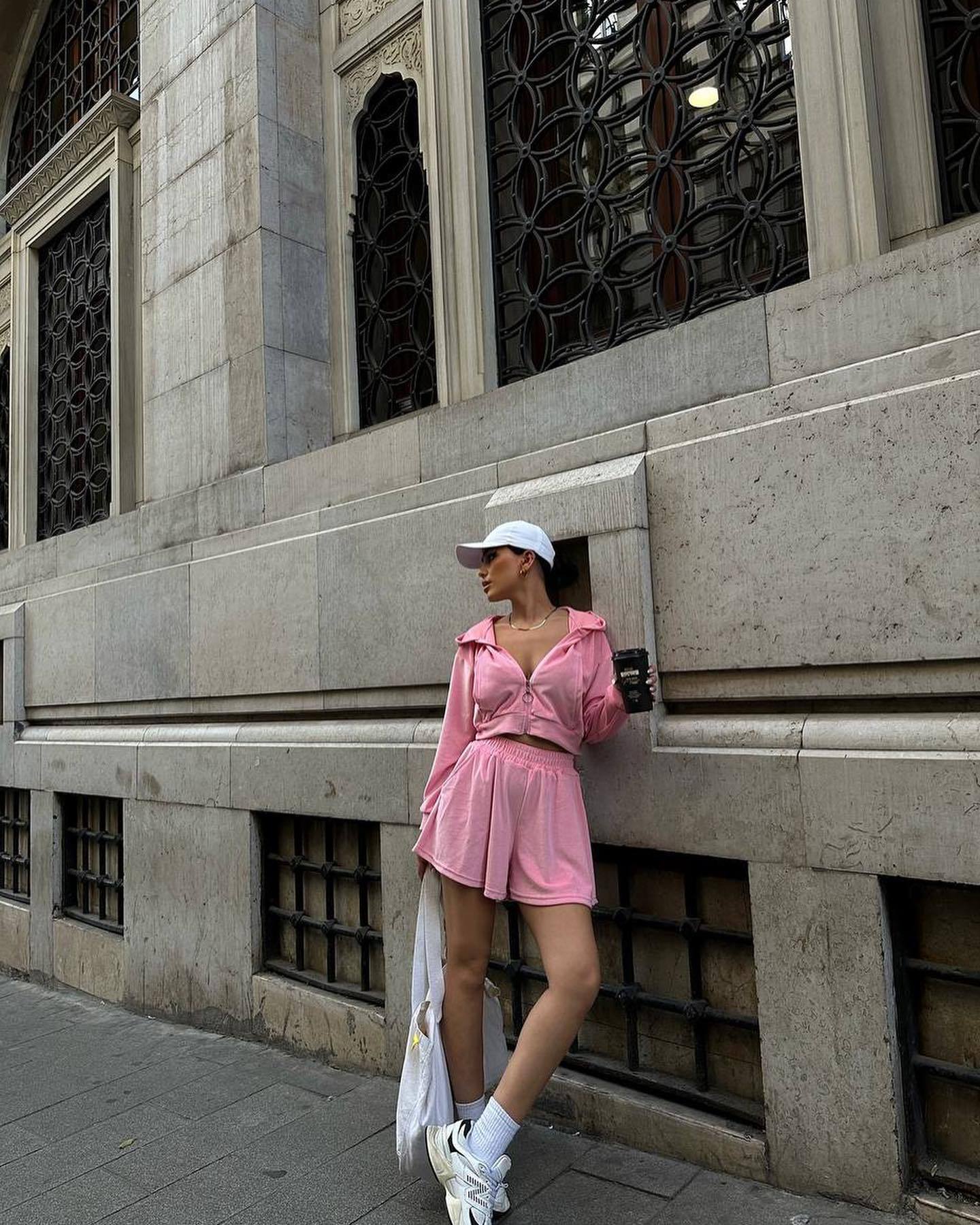 Chic and Style women's cropped velvet hoodie set and leisure shorts