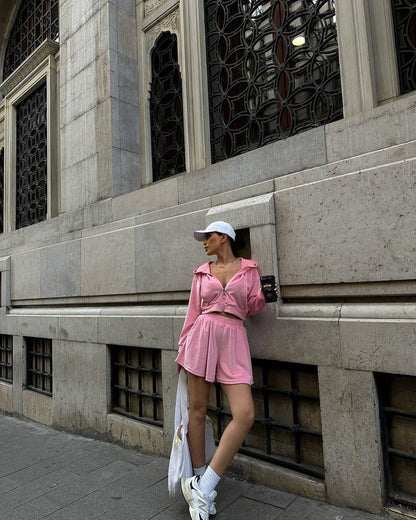 Chic and Style women's cropped velvet hoodie set and leisure shorts