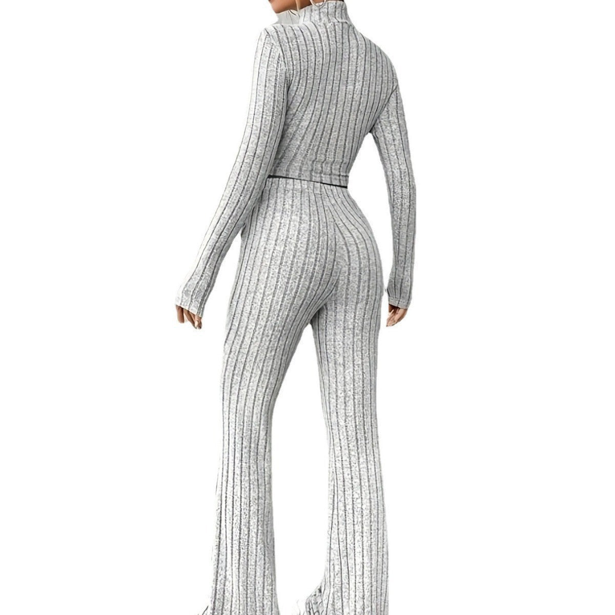 Casual women's clothing in crop-top and flared pants set Chic and Style