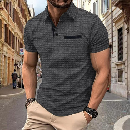 Polo homme en coton structuré à manches courtes avec design moderne Chic und Stil