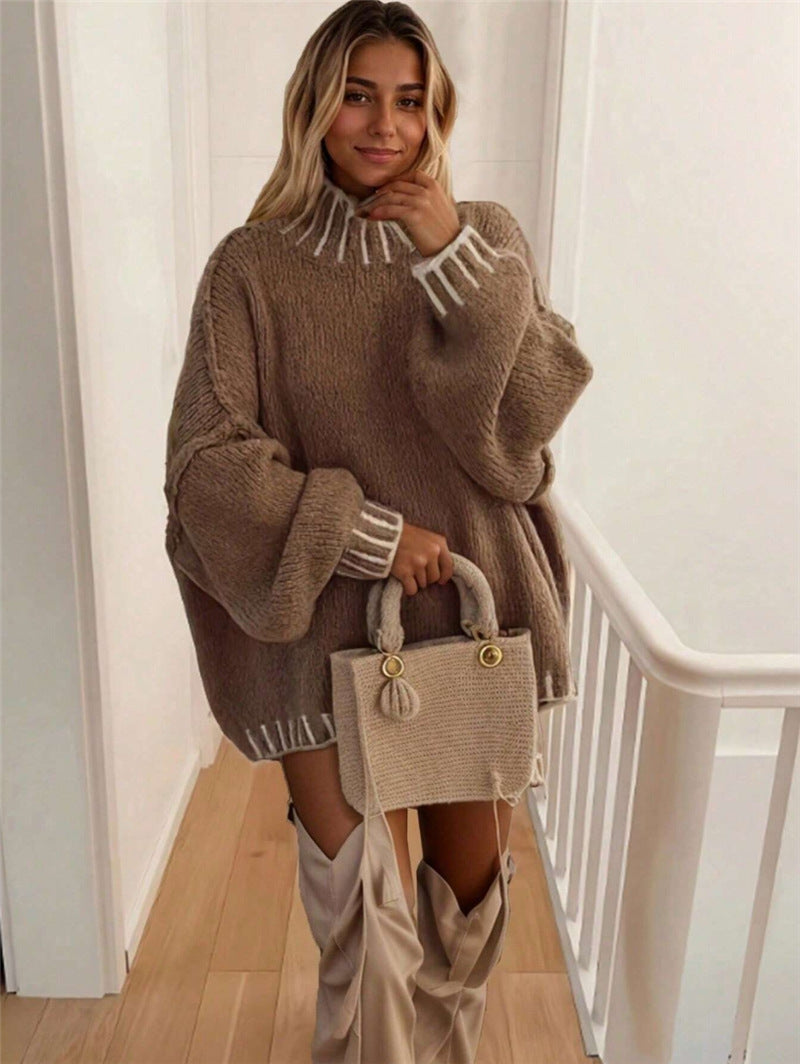 Pull en tricot oversize pour dames avec col décoratif Chic und Stil