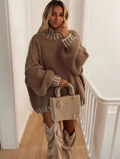 Pull en tricot oversize pour dames avec col décoratif Chic und Stil