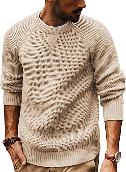 Pull en tricot décontracté pour hommes avec un motif de tissu structuré et un col rond Chic und Stil