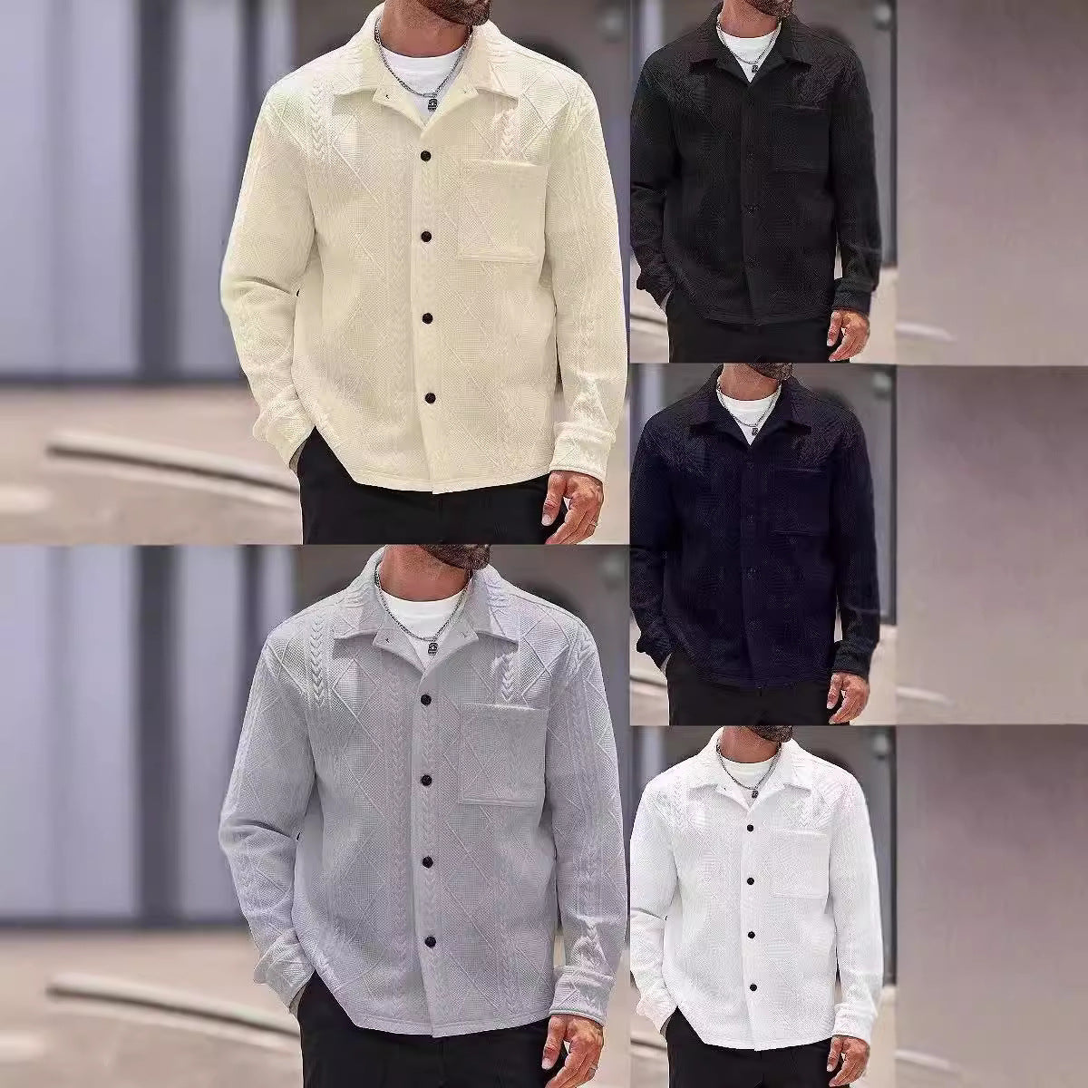 Chemise en tricot pour hommes au design moderne et au tissu texturé Chic und Stil