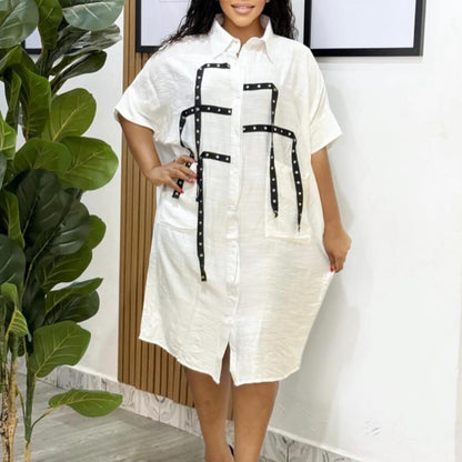 Chemisier oversize pour femmes avec des détails tendance et des bretelles contrastées Chic und Stil