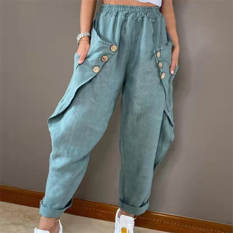 Dames culotte décontractée avec détails de boutons décoratifs Chic und Stil