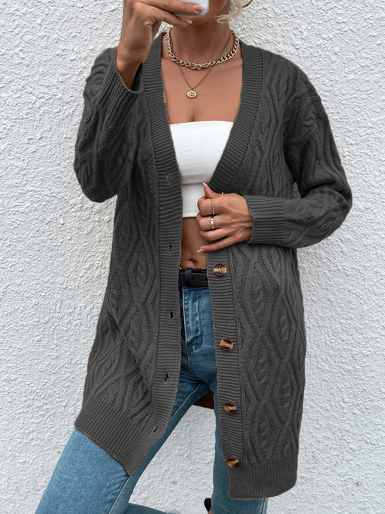 Dames Gros Tricot Cardigan avec design ouvert et boutons pratiques Chic und Stil
