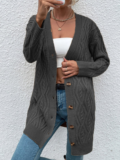 Dames Gros Tricot Cardigan avec design ouvert et boutons pratiques Chic und Stil