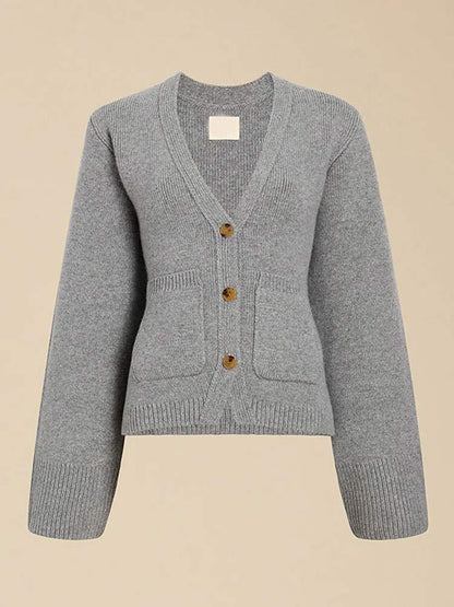Dames cardigan en tricot décontracté avec une jolie patte de boutonnage et des poches pratiques Chic und Stil