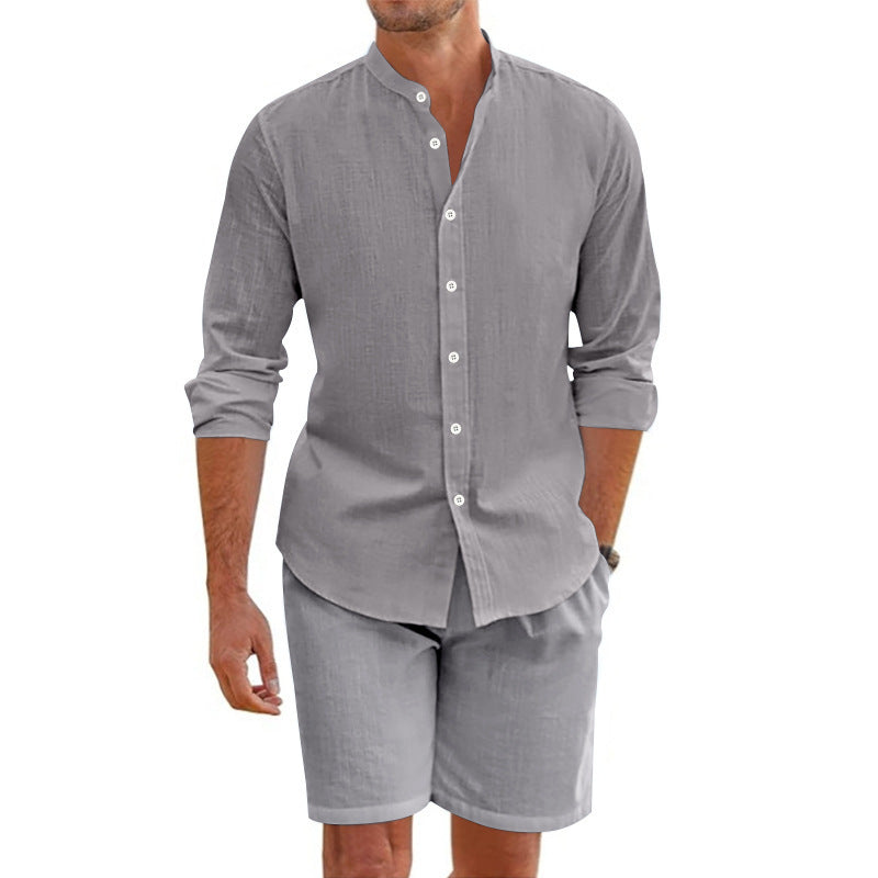 Ensemble chemise décontractée et shorts pour hommes en léger matériau en lin Chic und Stil