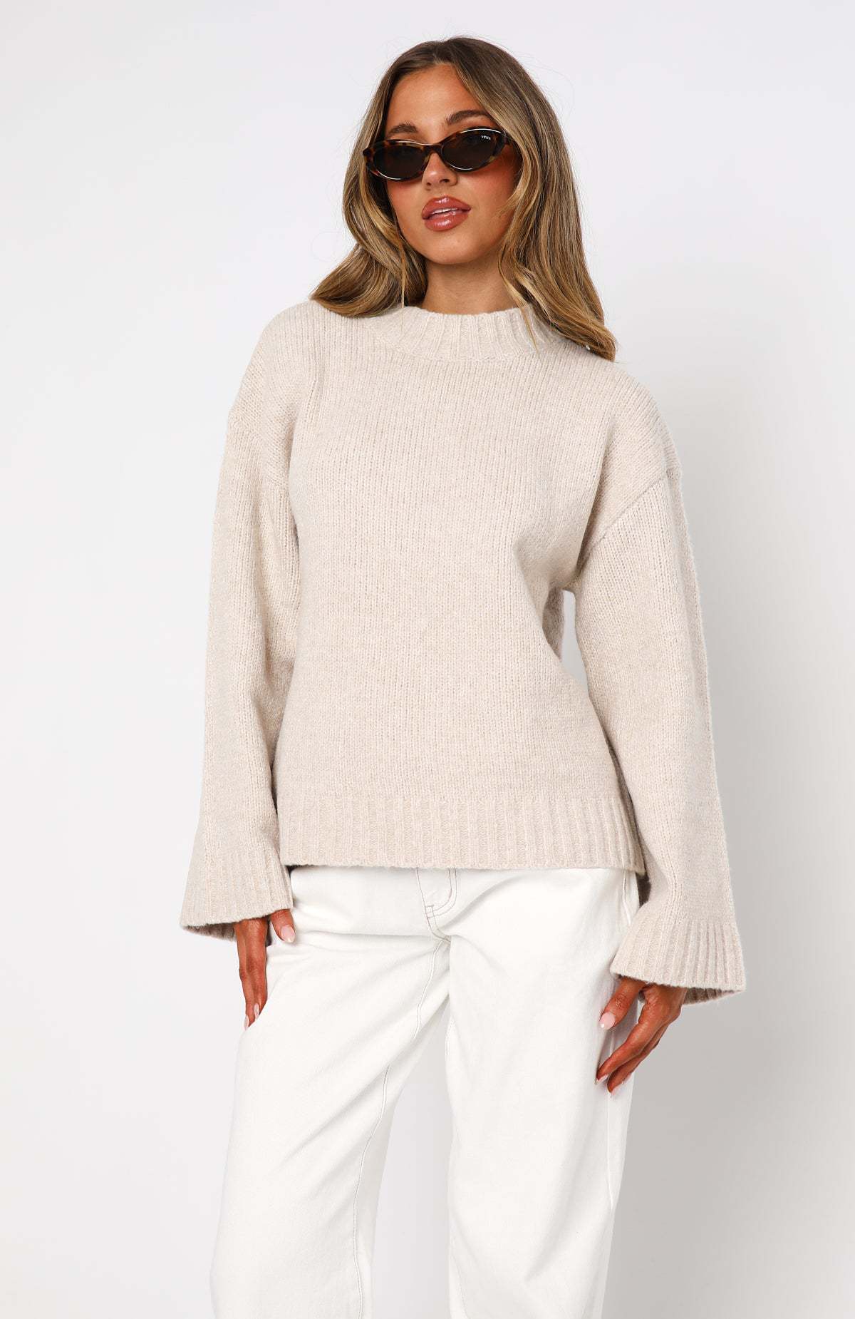 Pull en tricot pour dames à coupe large et col roulé élégant Chic und Stil