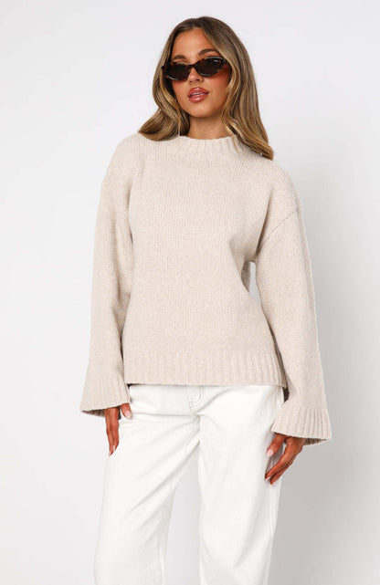 Pull en tricot pour dames à coupe large et col roulé élégant Chic und Stil