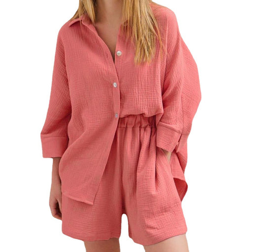 Dames combinaison courte décontractée à coupe ample et détails de bouton Chic und Stil