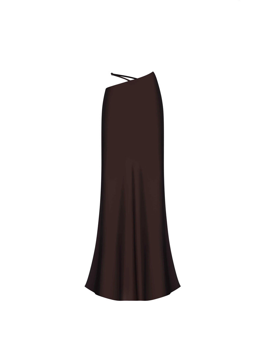 Dames Élégant Robe Maxi avec design sans épaules et finition soyeuse Chic und Stil