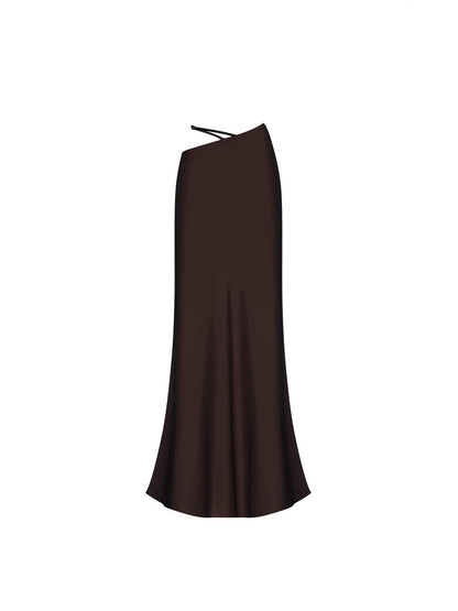 Dames Élégant Robe Maxi avec design sans épaules et finition soyeuse Chic und Stil
