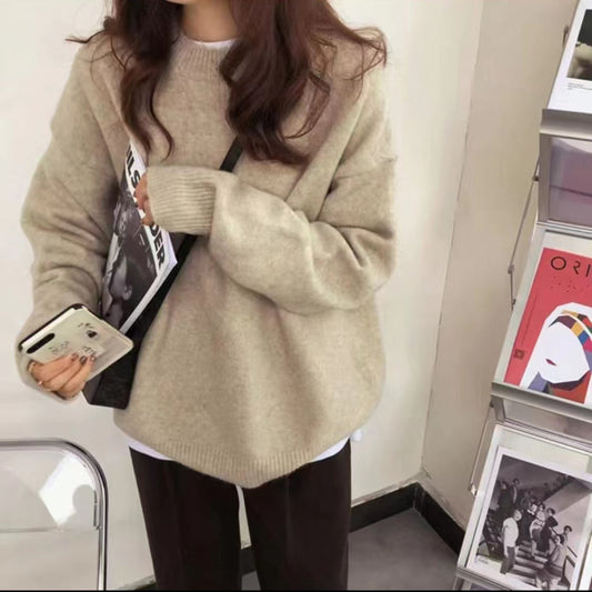 Dames Pull oversized épais avec col haut et tricot côtelé Chic und Stil