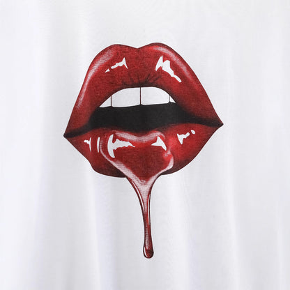 T-shirt pour femmes avec imprimé de lèvres créatif et coupe décontractée Chic und Stil