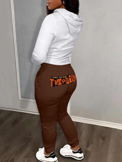 Women's hoodie and jogger pants set with creative graphic print Chic and Style