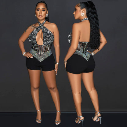 Women Sparkling Body with Chic Collar