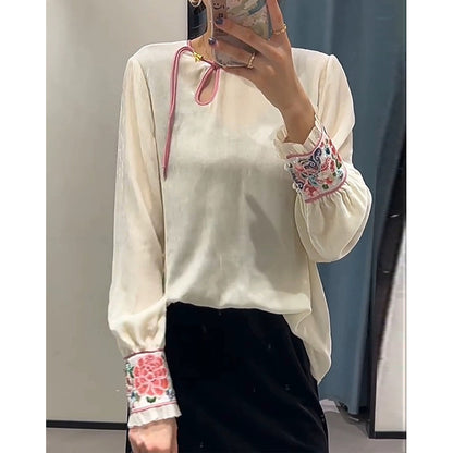 Blouse en Chiffon Brodé pour Femmes Chic und Stil