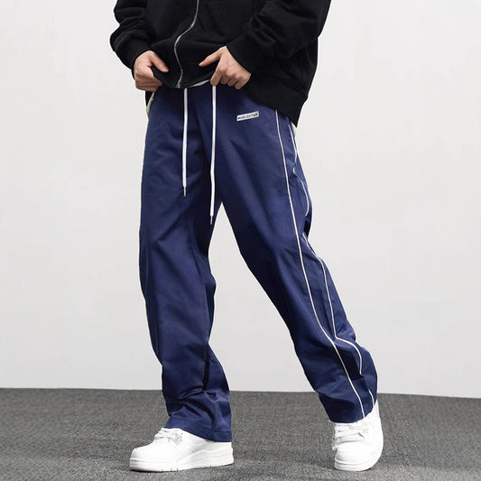 Pantalon de loisirs décontracté multifonctionnel pour homme avec coutures latérales contrastantes Chic und Stil