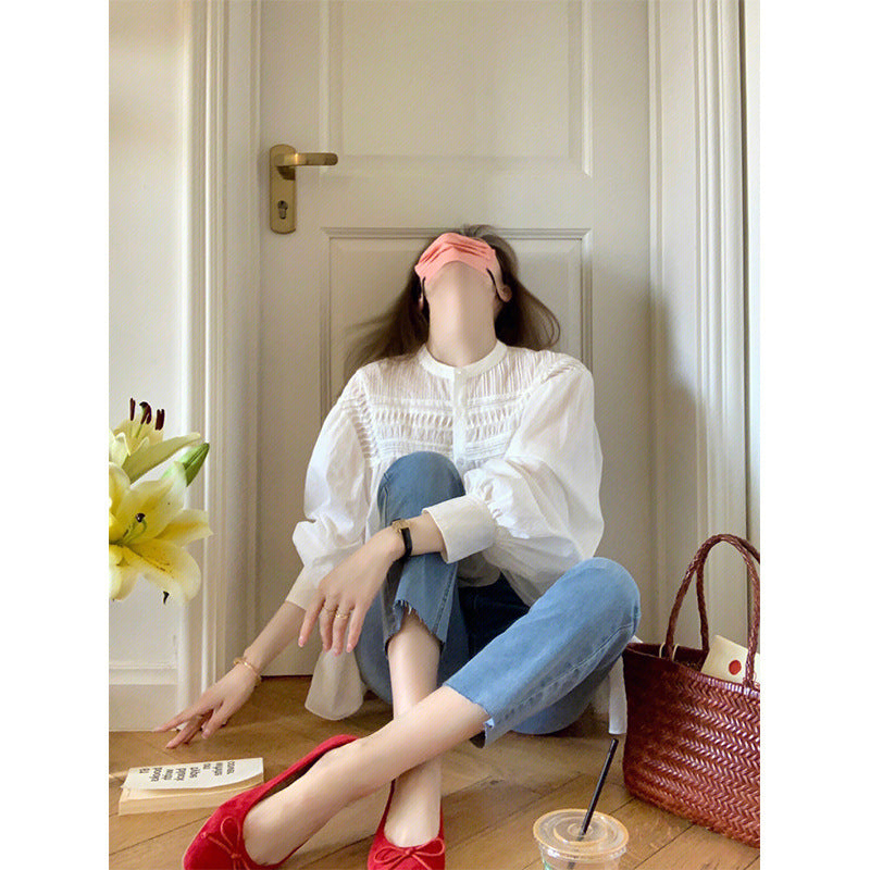 Blouse à boutons brodée pour femmes Chic und Stil