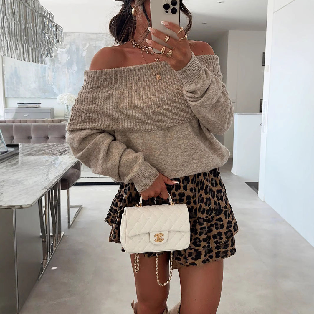 Pull-over décontracté pour femmes à épaules dénudées avec structure côtelée Chic und Stil