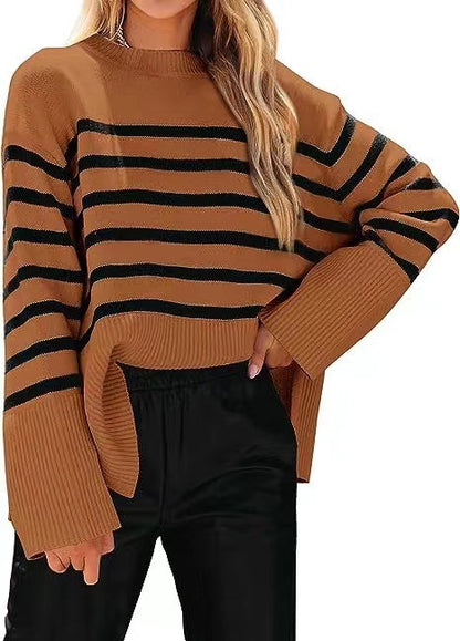 Dames Pull rayé décontracté à coupe ample Chic und Stil