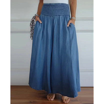 Wide airy pants for women with elastic waist and pockets Chic and Style