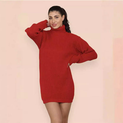 Robe en tricot pour femmes avec col montant et coupe ample Chic und Stil