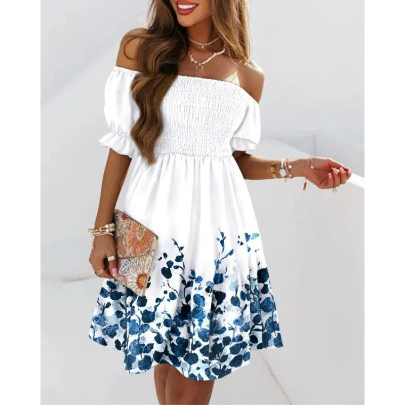 Robe à volants florale décolletée pour femmes Chic und Stil