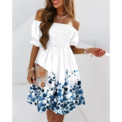 Robe à volants florale décolletée pour femmes Chic und Stil