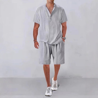 Hommes Décontracté Détente Ajustement Lin Ensemble Chic und Stil