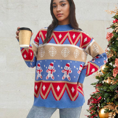 Chic and Style festive knitted sweater for ladies with winter patterns
