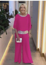 Dames élégant et aérien combinaison avec ceinture scintillante Chic und Stil