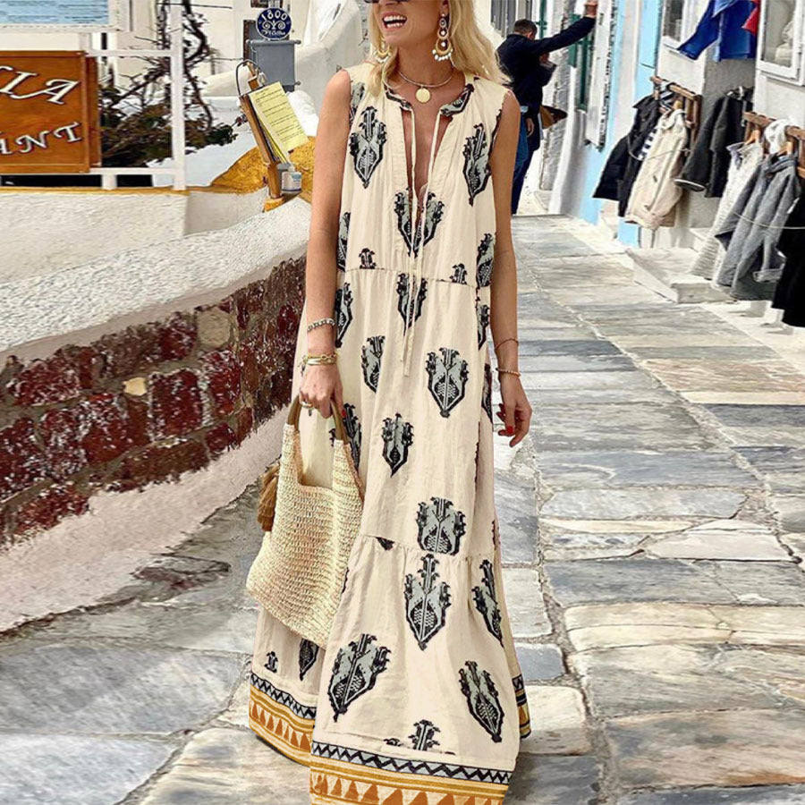 Robe maxi femme avec un élégant motif floral et un décolleté en V profond Chic und Stil