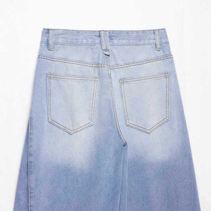 Damen weiter High-Waist Jeans Chic und Stil