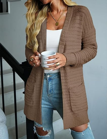 Dames Pull-over en tricot confortable avec poches et texture Chic und Stil
