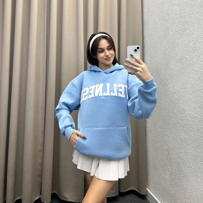 Dames Hoodie avec grand logo et poche kangourou Chic und Stil