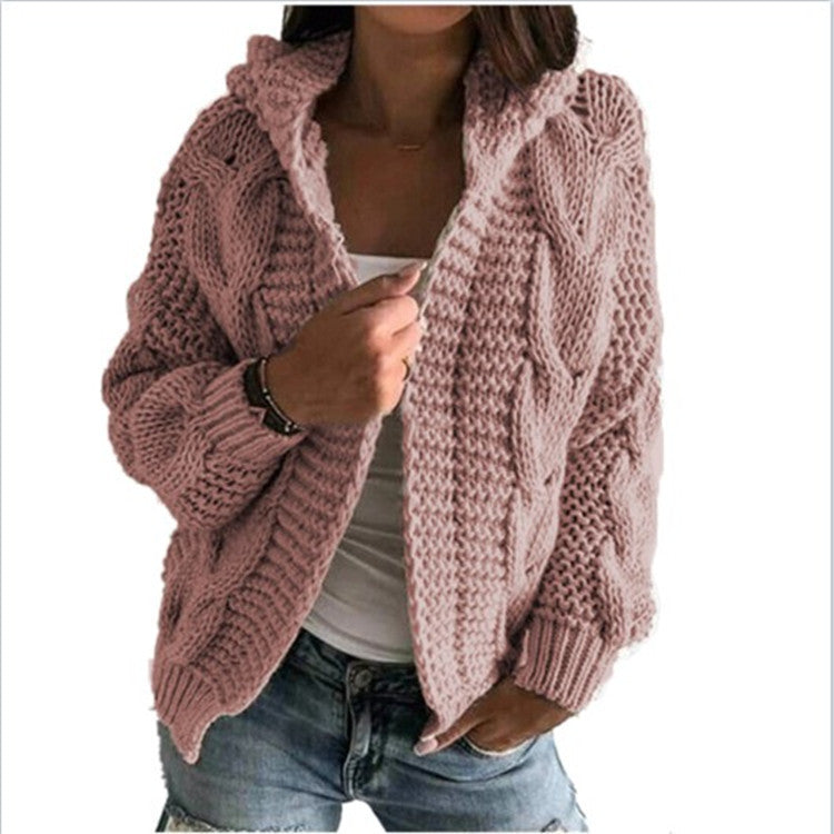 Ladies cozy pullover with hood and embossed pattern Chic and Style