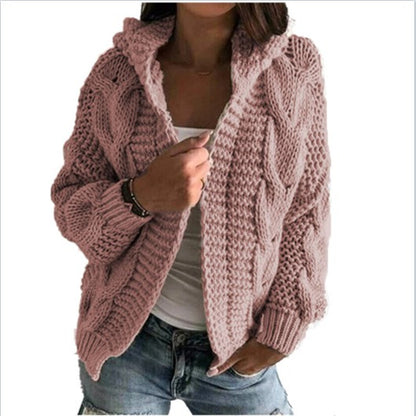 Ladies cozy pullover with hood and embossed pattern Chic and Style